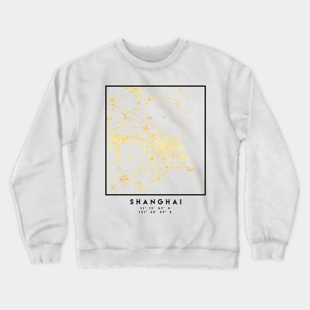 SHANGHAI CHINA CITY STREET MAP ART Crewneck Sweatshirt by deificusArt